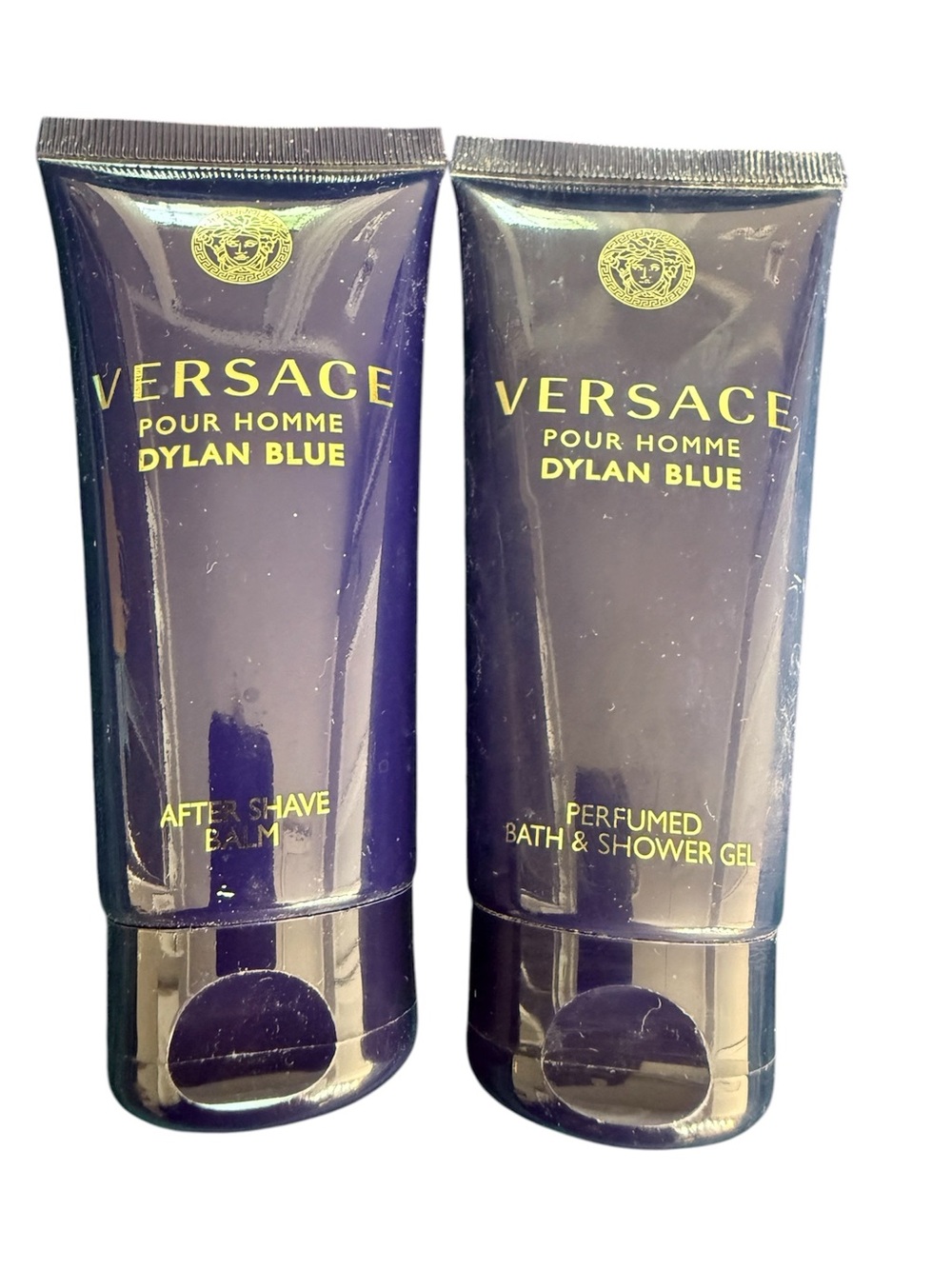 Versace Dylan Blue After Shave Balm & Shower Gel - Navy with Gold Accents